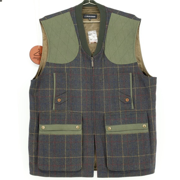 J. Peterman Other - J. Peterman Wool Blend Tweed Shooting Vest XL Plaid Utility Equestrian Gorpcore